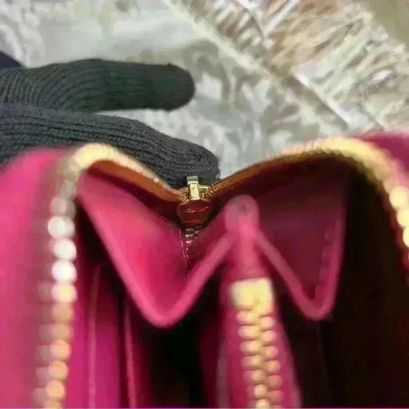 Authentic PRADA Saffiano Leather Half  Zip Long Wallet 8 Cardholder Berry Shade - Picture 13 of 14